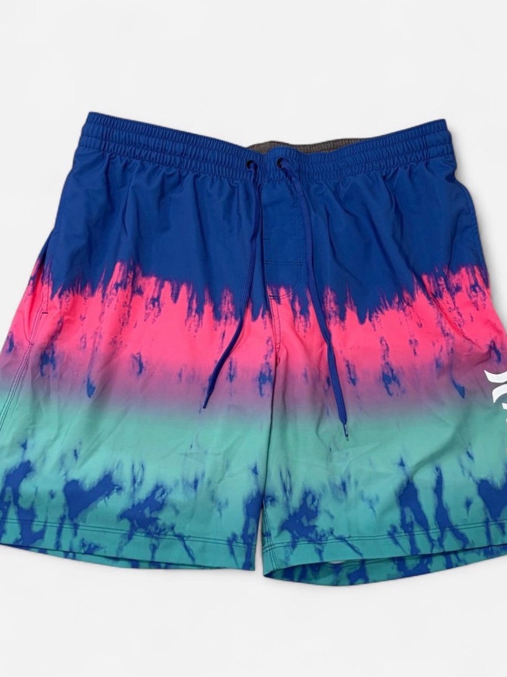 Hurley Men’s XL Swim Trunks Deep Aqua Blue Pink